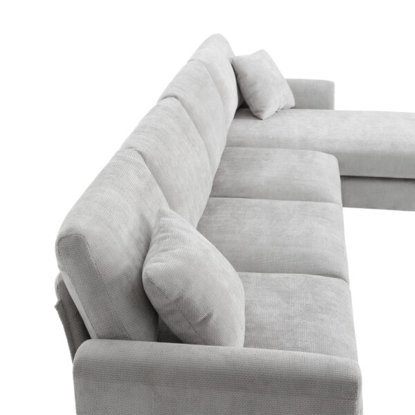 119*55" Modern Oversized Sectional Sofa,L-shaped Luxury Couch Set with 2 Free pillows,5-seat Chenille Indoor Furniture with Chaise for Living Room,Apartment,Office,2 Colors