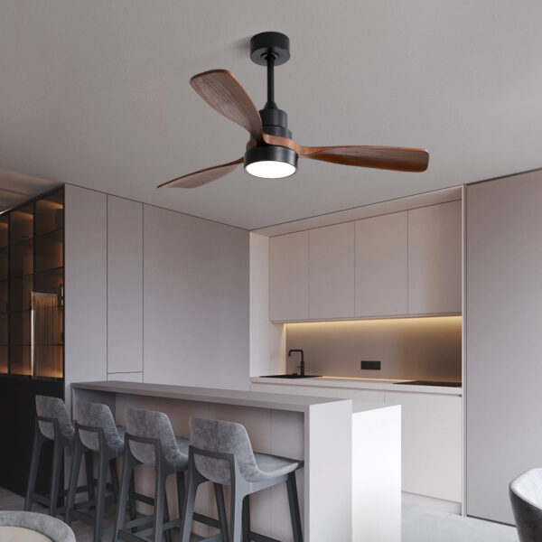 (Same as W882P186029) 48 Inch Wood Ceiling Fan With 3 Solid Wood Blades Remote Control Reversible DC Motor For Living Room