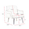 cream white velvet armchair with metal  legs