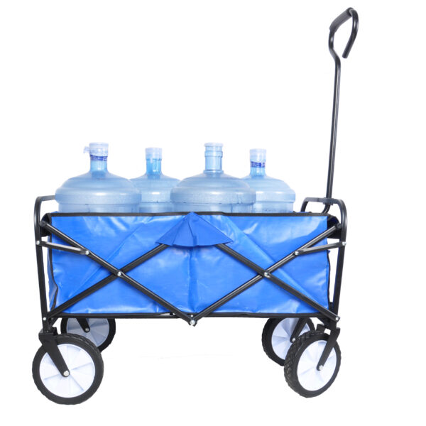 Folding Wagon Garden Shopping Beach Cart (Blue)