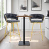 Two-piece rotating swivel chair, Dark gray cotton and linen soft seat, golden metal legs, rust-proof and wear-resistant, suitable for restaurant/bar high tables, lightweight single unit