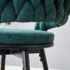 Two rotating bar stools with breathable cotton and linen soft cushions, in a retro green seat and black spray-painted iron frame, suitable for both restaurants and bars
