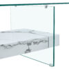 43.3 Inch Modern Two-Tier Coffee Table - An Elegant Combination of Clear Glass and White Marble Pattern.It can be used not only as a coffee table but also as a side table or display stand.