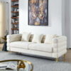 81 Inch Oversized 3 Seater Sectional Sofa, Living Room Comfort Fabric Sectional Sofa - Deep Seating Sectional Sofa, Soft Sitting with 3 Pillows for Living Room,Bedroom,White teddy(Ivory)(W834S00036)