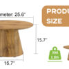 Natural Wood Grain MDF Round Coffee Table - 25.6" Diameter, 15.7" Height.Natural Wood Grain Texture Sticker,Exquisite Wood Grain Surface,Flexible MatchingMRound Tabletop Design.