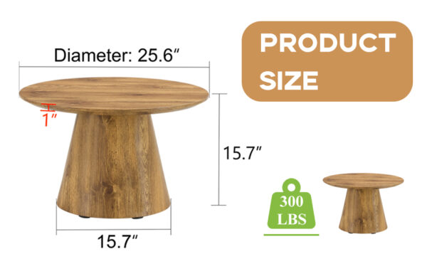 5d71453d4b9242c2b21484e0a5ee54f1_6b9667118c912a8656575db7f6eea1aa Natural Wood Grain MDF Round Coffee Table - 25.6" Diameter, 15.7" Height.Natural Wood Grain Texture Sticker,Exquisite Wood Grain Surface,Flexible MatchingMRound Tabletop Design.
