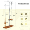 70" Industrial Coat Rack, Solid Wood & Silver Stainless Steel Clothing Rack, Double Layer Hanger for Coats, Hats, Bags, Shoes, Vintage Wood Grain (34.6" Wide)