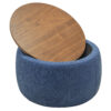 Round Storage Ottoman, 2 in 1 Function, Work as End table and Ottoman, Navy (25.5"x25.5"x14.5")