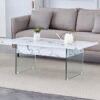 Multifunctional Lift Top Coffee Table -White Marble Pattern, Essential for Modern Homes.Tempered Glass Legs,Multiple Color Options,Lift Top Feature.Perfectly Fitting Into Both Living Rooms And Office.