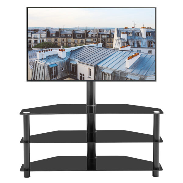5eb30d2439f24c688c4aac1a751d60b9_20191122_25032d8eac230d9127940628268047ca Black Multi-function TV Stand Height Adjustable Bracket Swivel 3-Tier
