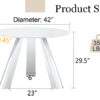 A 42-inch stainless steel leg round table with a marble top is suitable for use by four or six people