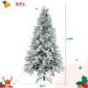 7.5FT Pre-Lit Spruce Snow Flocked Christmas Tree, Artificial Hinged Xmas Tree with 350 Multi-Color LED Lights, 8 Flashing Modes &1389 Snow Branch Tips, Holiday Office Home Décor