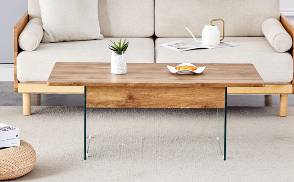 5fd89557bf334b55a24cb0d1677c8a76_2d79acd5cec8bc9da5359fd4d2382425 Multifunctional Lift Top Coffee Table -Light Wood Color Grain Sticker, Essential for Modern Homes.Tempered Glass Legs,Lift Top Feature.Perfectly Fitting Into Living Rooms And Office.