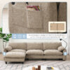 [VIDEO Provided] 108" Modular Sectional Sofa, L-Shape with 31.5" Extra-Wide Seat Cushion, USB and Type-C Charger, Phone Holder and 2 Side Storage Pockets, Free Movement Ottoman, Striped Chenille
