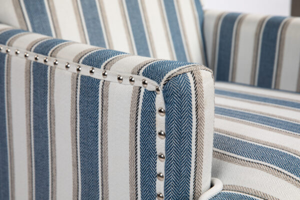 60408b866e8a44a9904652fb5affaeda_87d9f144aa01fa58b8c2d1f73e1668f0 Upholstered Accent Chair, Vintage Armchair with Blue and White Striped Linen Fabric and Nailhead Trim for Living Room