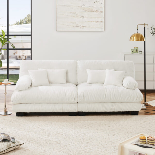 608c2a6ab700435f8752eed5d7c996a8_5e12d382aac759dfc1d0ff410e6ef91a Cloud Couch 2 Seater Sofa for Living Room, Chenille 2 - Seat sofa with 2 Lumbar pillows and 2 throw pillows,Chenille White