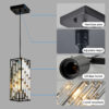 4" Modern Crystal Pendant Light - 3 Pack, Adjustable Hanging Ceiling Lamp with Crystal Prism Design for Dining Room, Kitchen Island, and Living Room -Black Finish
