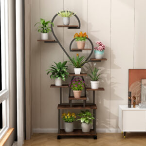 (Heart Shape) Plant Stand Indoor with Grow Lights, Tiered Indoor Plant Shelf, Metal Plant Flower Holder Stand, S-Shaped Plant Rack for Home, Patio,Plant Stand,Plant Stand Indoor