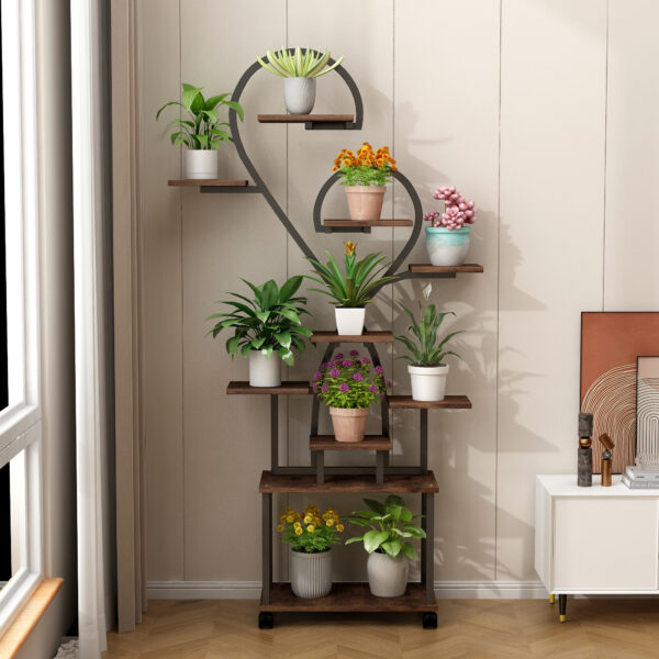 616017bcee174d85bc9ce72ee6b3dcbd_5ce4ee987210a3f63d7b3b071dc14c18 (Heart Shape) Plant Stand Indoor with Grow Lights, Tiered Indoor Plant Shelf, Metal Plant Flower Holder Stand, S-Shaped Plant Rack for Home, Patio,Plant Stand,Plant Stand Indoor
