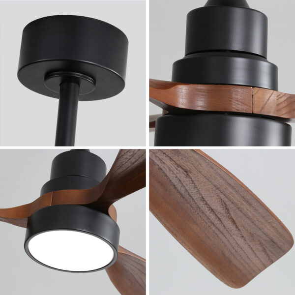 (Same as W882P186029) 48 Inch Wood Ceiling Fan With 3 Solid Wood Blades Remote Control Reversible DC Motor For Living Room