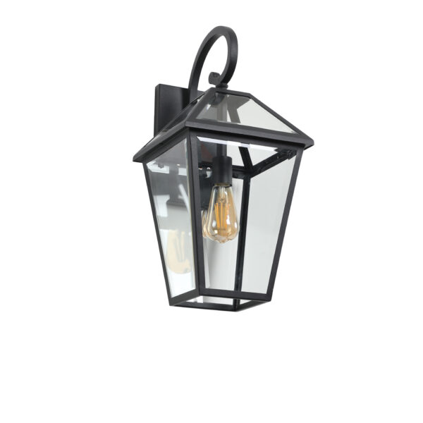 62339a2fdbb344c7acde8d72f243b1b5_20230625_dbda5fd34ceb308c7e8611f9693dc81d 21"(H) 1-Pack Outdoor Wall Lantern Light – Modern Black Metal & Clear Glass Sconce for Porch, Patio, and Garden Lighting (Bulb Not Included)