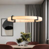 Modern LED Pendant Light, 24-Inch Round Hanging Chandelier with Adjustable Height, Imitation Marble Finish Resin Ring Ceiling Light for Dining Room, Kitchen Island, Living Room