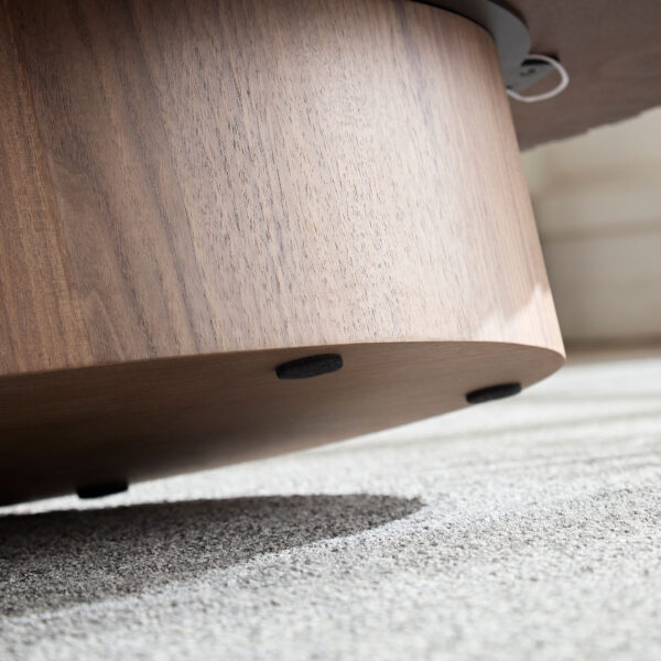 Modern Handcraft Drum Coffee Table Length 43.7 inch Ellipse Coffee Table for Living Room,Oval Small Coffee Table with Sturdy Pedestal,Walnut MDF