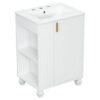 24" Bathroom Vanity with Sink, Bathroom Cabinet with Door Shelf, Side Open Storage, Solid Wood Frame,Soft Closing Door, White