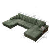 Convertible U-shaped Combination Sofa, Corduroy Fabric, Modern Comfortable Large Size 4 Seat Sofa, Living Room Double Lounge Chair ,Green