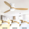 (Same as W882P244711) 52 Inch Flush Mount Ceiling Fan DC 3 Solid Wood Fan Blade Noiseless Reversible Motor Remote Control With Light