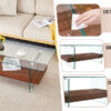43.3 Inch Modern Two-Tier Coffee Table - An Elegant Combination of Clear Glass and Dark Wood Texture Sticker.It can be used not only as a coffee table but also as a side table or display stand.
