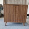 Sideboard Buffet Cabinet with Storage, Farmhouse Buffet Cabinet With Paper Clip Design, Wood Coffee Bar Storage Cabinet for Kitchen, Dining Room, Living Room, Entryway, Walnut,31.5" W