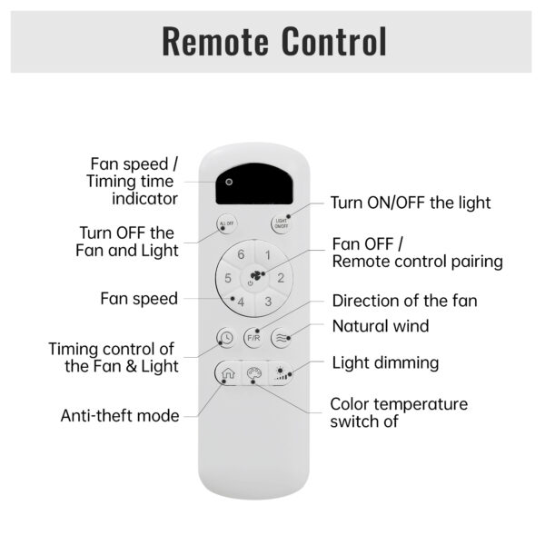 (Same as W882P186029) 48 Inch Wood Ceiling Fan With 3 Solid Wood Blades Remote Control Reversible DC Motor For Living Room