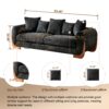 Modern Elegant Design 3 Seater Sofa with Wooden Legs, Comfortable Lambswool 5 Pillows for Living Room, Bedroom, Apartment, Black