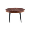 Modern Round Coffee Table - Annular Texture, Durable and Robust With a Diameter of 23.6 inches.Exquisite Suction Molding Process,Walnut Color Pattern Design,Black Sprayed Metal Leg.