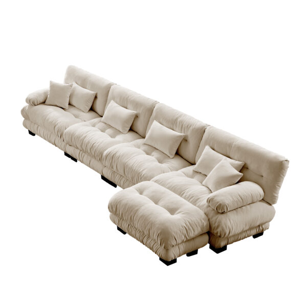 677ac870ab8d4fada03a8698f92db5dc_5dbab902b67ab9095f9f3f31203509be Free Combination, Modular Sectional Sofa,L Shaped Couch for Living Room, 4-Seater Comfy Cloud Couch with Convertible Ottoman, , Chenille Light coffee