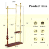 70" Tall Industrial Coat Rack for Entryway, Solid Wood & Stainless Steel Clothing Rack, Double Layer Hanger for Coats, Hats, Bags, Scarves, Shoes Storage, Vintage Wood Grain & Metal, Heavy Duty