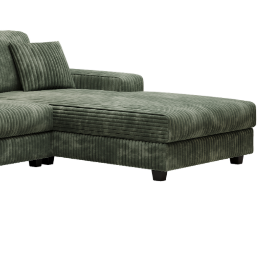 Convertible U-shaped Combination Sofa, Corduroy Fabric, Modern Comfortable Large Size 4 Seat Sofa, Living Room Double Lounge Chair ,Green