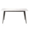 62.99" Modern Artificial Stone White Straight Edge Dark Grey Metal Leg Dining Table-Can Accommodate 6 People(Dining Table Only)