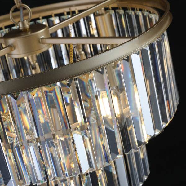 (Same as W1340P143192/L5007-500-G) 20" Luxury 3-Tier Crystal Chandelier, 7-Light Gold Frame Pendant Light, Elegant Ceiling Lighting for Living Room, Dining Room, Bedroom (No Bulbs)