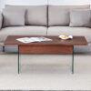 Multifunctional Lift Top Coffee Table -Dark Wood Color Grain Sticker, Essential for Modern Homes.Tempered Glass Legs,Lift Top Feature.Perfectly Fitting Into Living Rooms And Office.
