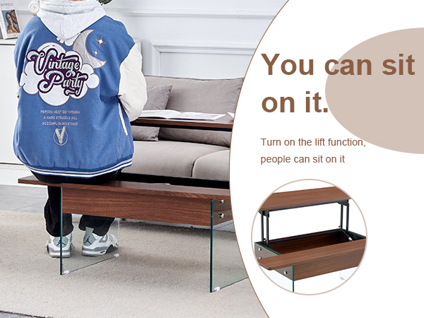 6a48c3fae89b4a87b5b7e5a4a11745eb_b3cc8eb8a60cbc84ba6f1d2ff814a4ca Multifunctional Lift Top Coffee Table -Dark Wood Color Grain Sticker, Essential for Modern Homes.Tempered Glass Legs,Lift Top Feature.Perfectly Fitting Into Living Rooms And Office.