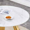 42" Luxury Sintered Stone Table: 0.45" Durable Top + 6" Steel Legs, 500lb Capacity, Stain/Heat-Resistant White/Gray Veined Surface - Modern Minimalist Design