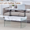 Multifunctional Lift Top Coffee Table -White Marble Pattern, Essential for Modern Homes.Tempered Glass Legs,Multiple Color Options,Lift Top Feature.Perfectly Fitting Into Both Living Rooms And Office.