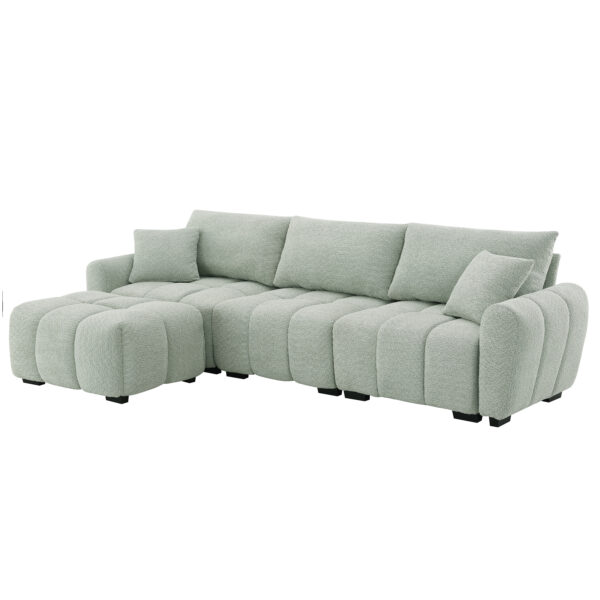 [VIDEO] 110" Modular Sectional Sofa, L Shape with Extra-large Seat, Pull-line Design, Movable Ottoman, High Density Foam, Free Combination, Sturdy Metal&Wood Frame, Boucle Fabric, 3 Colors