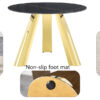 The 42-inch stainless steel gold-plated flamed granite round table with seating for 4 or 6 people is perfect for dining, entertaining, or as a conference table