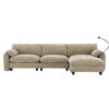 [VIDEO Provided] 108" Modular Sectional Sofa, L-Shape with 31.5" Extra-Wide Seat Cushion, USB and Type-C Charger, Phone Holder and 2 Side Storage Pockets, Free Movement Ottoman, Striped Chenille