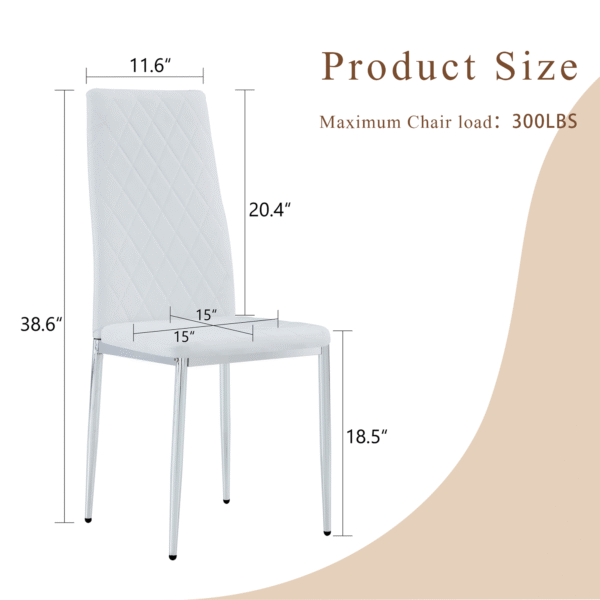 6cf3850bf6d148bf9c9c0dc729199e75_fe1d3abad2a3270459e6ab7f84942c27 Modern Style Dining Chairs Set of 6 in White, Essential for Minimalist Homes.Meeting Family Dining Needs,PU Material Seat,Silver Metal Legs,Blending into Various Home Environments.W1151107276