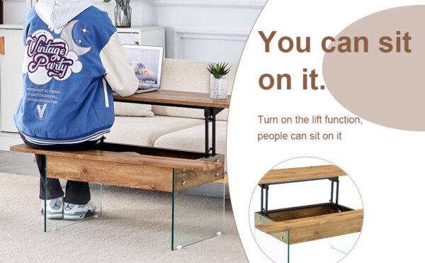 6d5754caad774d7f939c148947af792b_961a20006ec96e02f49c713b75559bda Multifunctional Lift Top Coffee Table -Light Wood Color Grain Sticker, Essential for Modern Homes.Tempered Glass Legs,Lift Top Feature.Perfectly Fitting Into Living Rooms And Office.