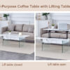 Multifunctional Lift Top Coffee Table -White Marble Pattern, Essential for Modern Homes.Tempered Glass Legs,Multiple Color Options,Lift Top Feature.Perfectly Fitting Into Both Living Rooms And Office.